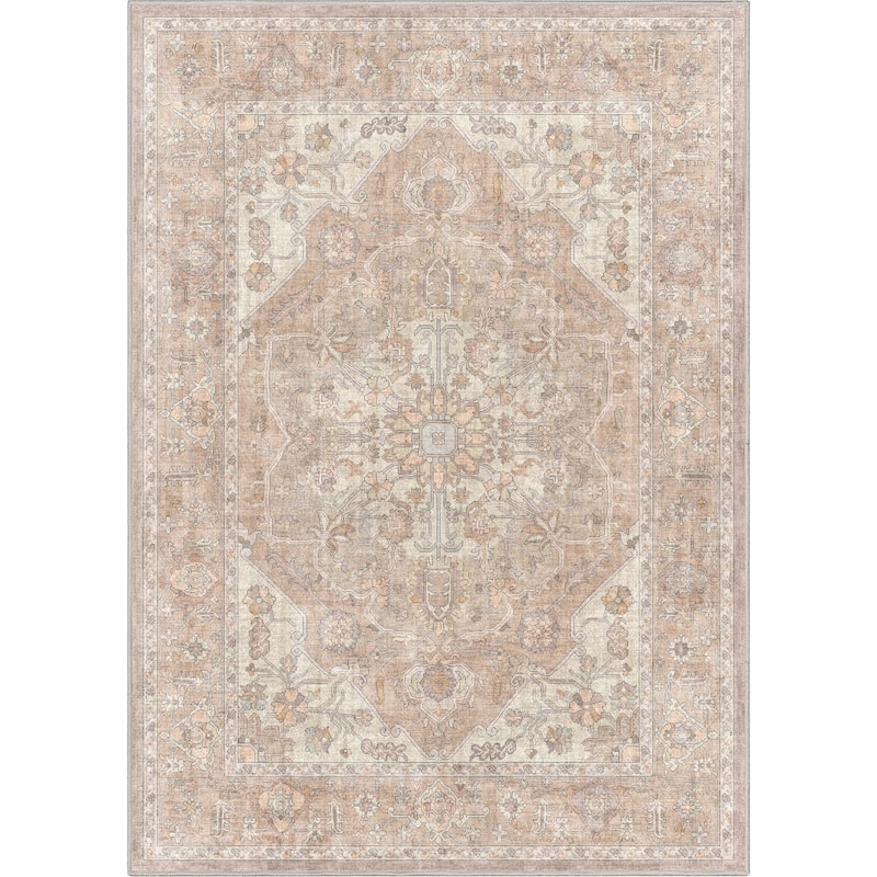Well Woven Apollo Antigua Persian Oriental Machine Washable Area Rug - 5' 3" x 7' 3" - Beige - Rectangle