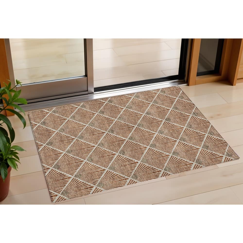 HomeRoots Geometric Transitional Rectangle Outdoor Rug