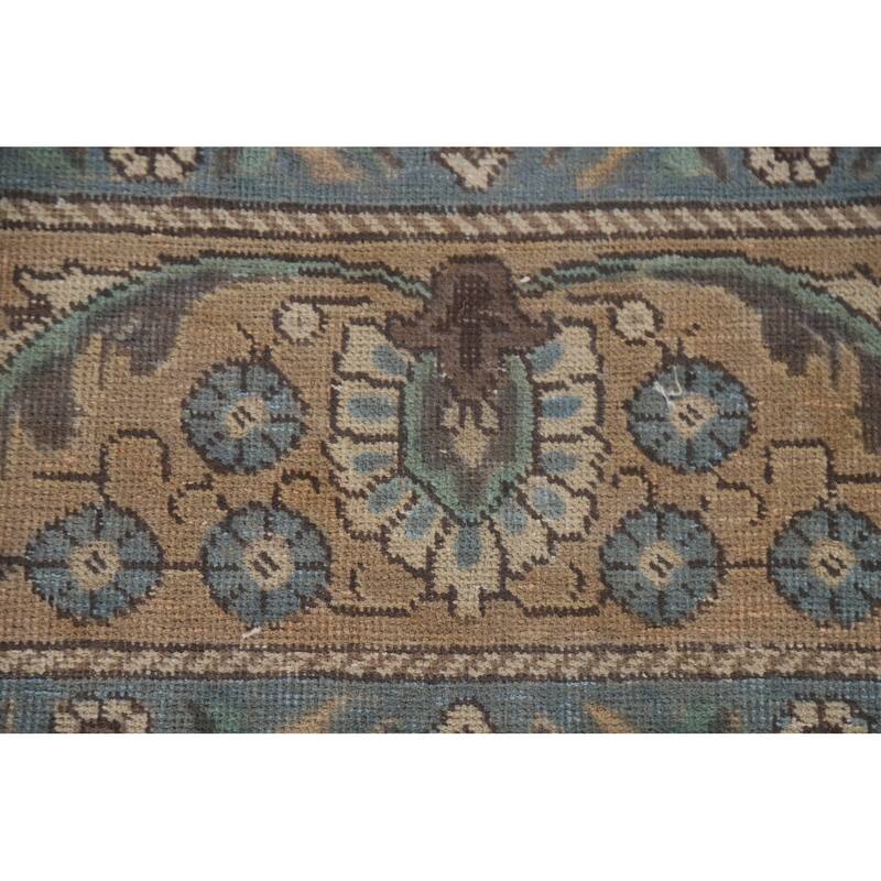 Hand Knotted Oriental 100% Wool Carpet Traditional Floral Beige & Ivories Tabriz Area Rug - 9' 5'' X 6' 5''