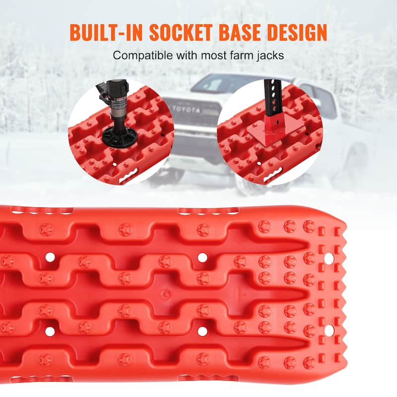 Traction Boards with PP Material, Recovery Boards for Off-road Vehicles/Cars/Pickups/SUVs/RVs, Pair Tire Traction Mats on Snow
