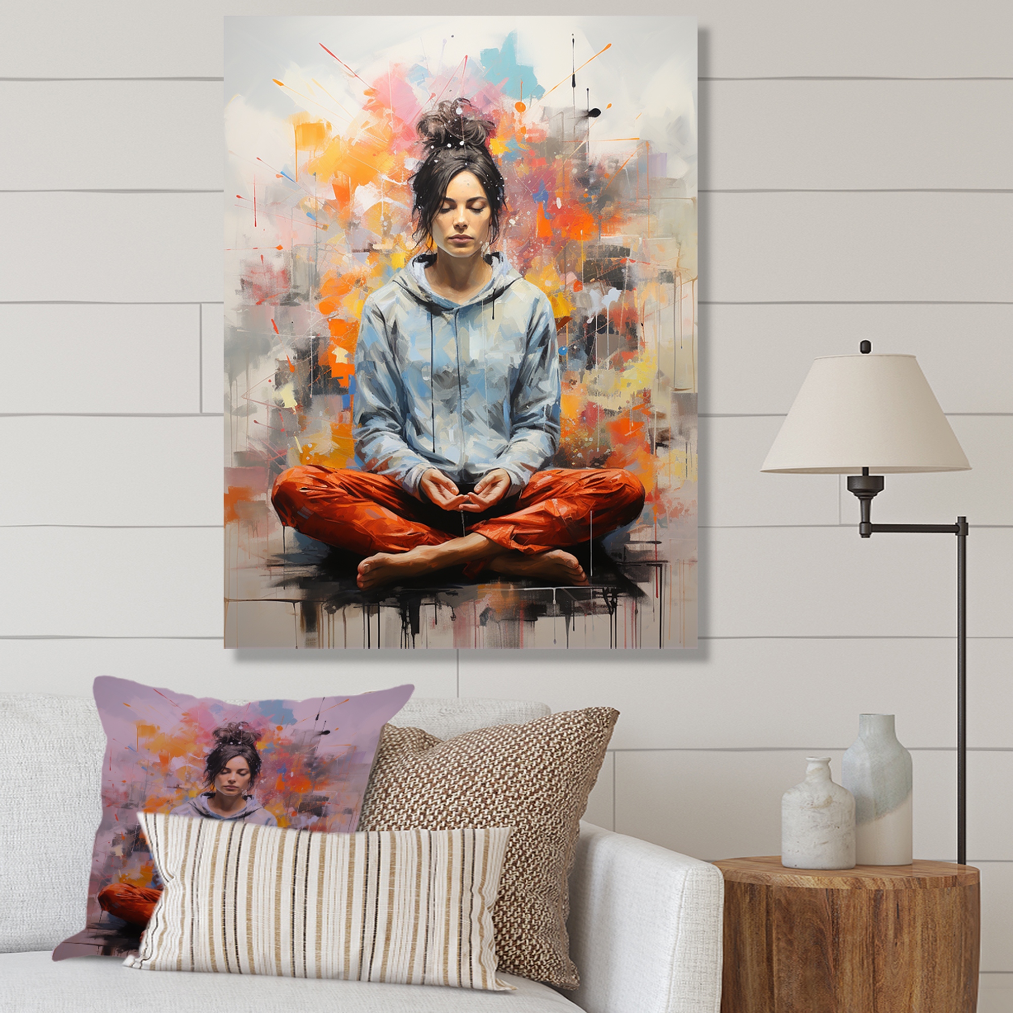 Designart Minimalism Yoga Meditation I Yoga Wall Art 16 in. wide x 32 in. high