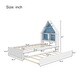 preview thumbnail 9 of 16, Twin Size Platform Bed with Bookcase Headboard,LED and Twin Trundle