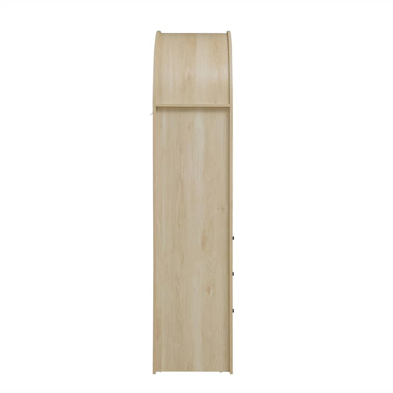 Wood Arched Kitchen Storage Pantry with Adjustable Shelves, Versatile Cupboard