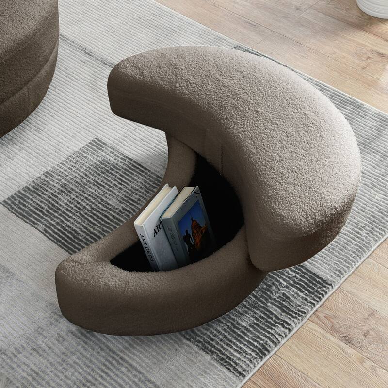 39"W Moon Upholstered Swivel Accent Barrel Chair with Storage Ottoman for Living Room - 51 x 39 x 30.5