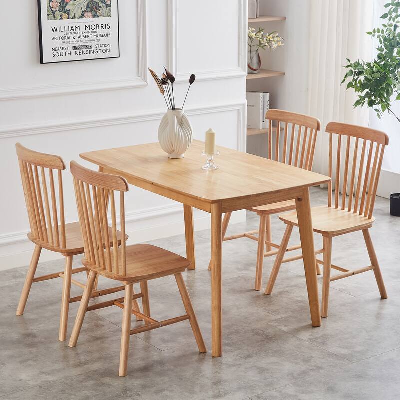 Modern Solid Wood Dining Chairs with Curved Backrests (Set of 4)