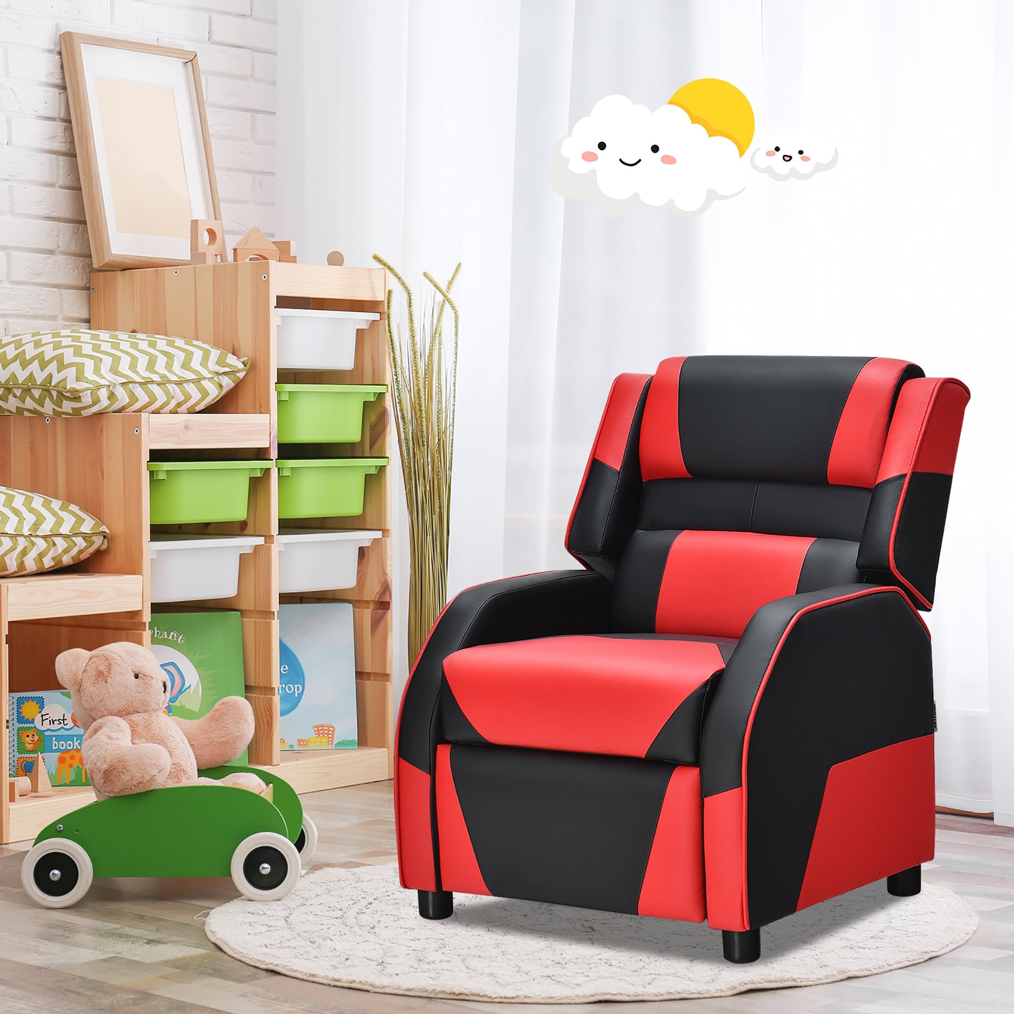 Costway Kids Youth Gaming Sofa Recliner w Headrest Footrest PU On Sale Bed Bath Beyond 33545008