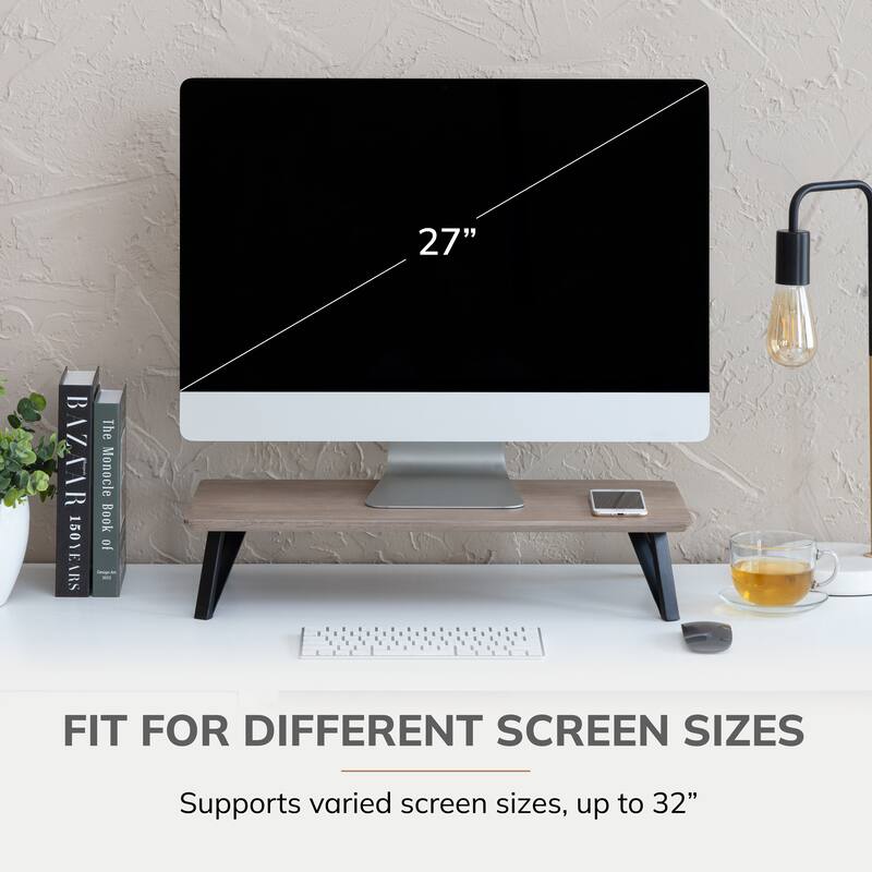 Jani Wood Monitor Stand Riser Desk - Ergonomic Design Stand, Desktop Organizer Table for Home, Office Workspace, Gaming Desk