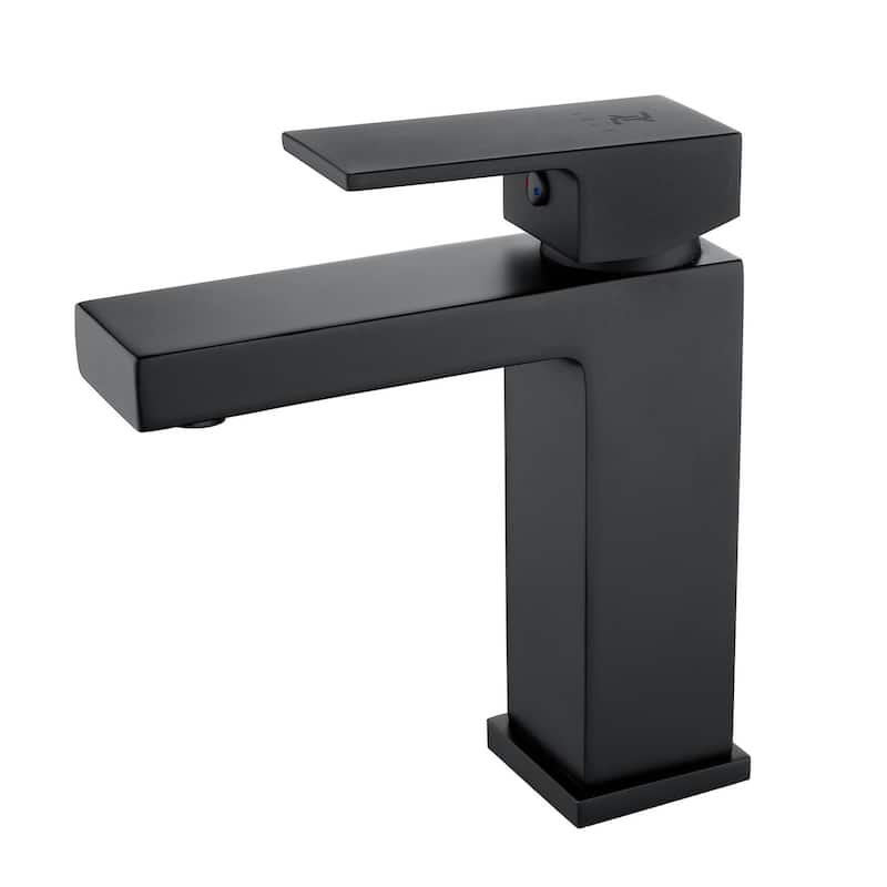 Modern Square Single Handle Bathroom Sink Faucet with Pop Up Drain