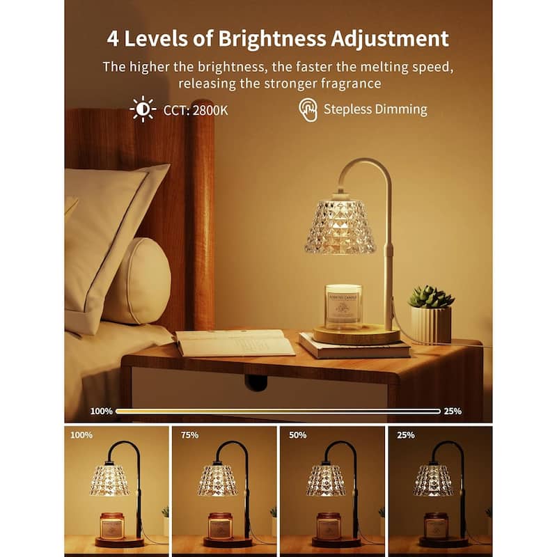 EROMMY Candle Warmer Lamp – Dual Halogen Bulbs, Timer, Dimmable & Height-Adjustable Wax Melter