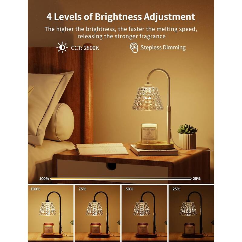 EROMMY Candle Warmer Lamp with Timer, Adjustable Wax Melter with 2 Bulbs & Dimmer.
