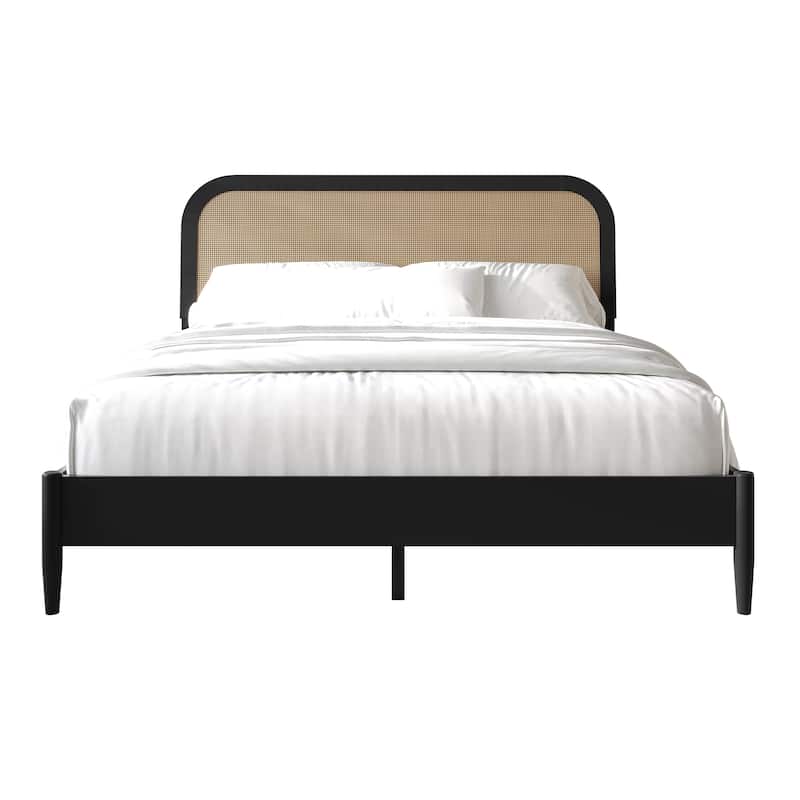 Craftporch Rustic Wooden Platform Bed with 2 Nightstand