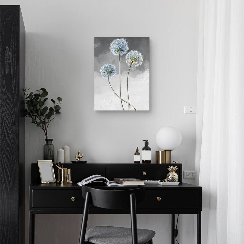 Blue Leek Grey Canvas Art Print