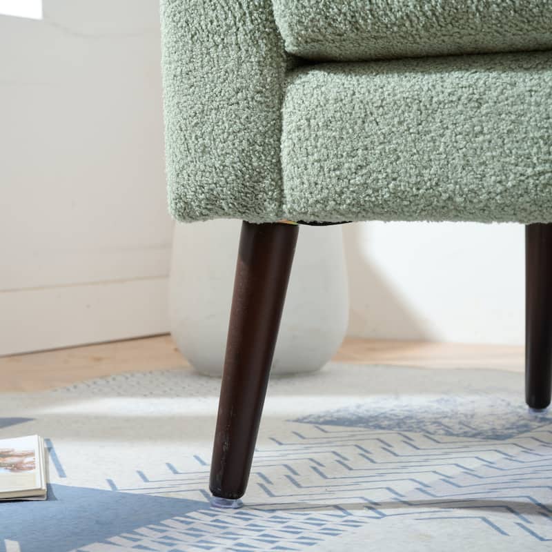 Modern 26.77" Upholstered Arm Chair with Solid Wood Legs and Waist Pillow
