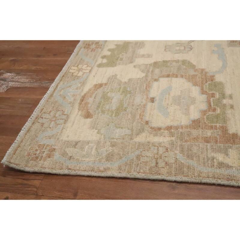 Hand Knotted Oriental 100% Wool Carpet Transitional All-Over Greys & Charcoal Oushak Area Rug - 9' 8'' X 7' 11''