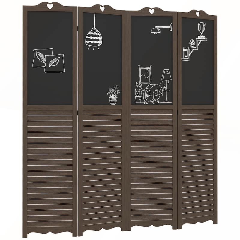 4-Panel Folding Room Divider with Blackboard for Bedroom or Office