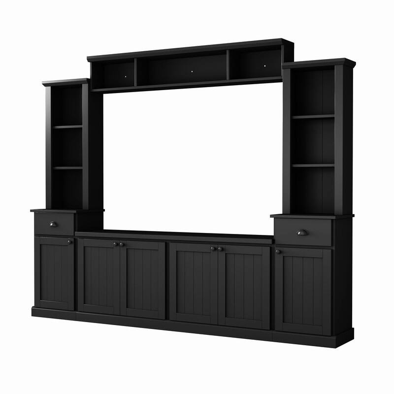 Modern 4-Piece Entertainment Wall Unit Set, Large TV Stand Media Console for TVs Up to 75"