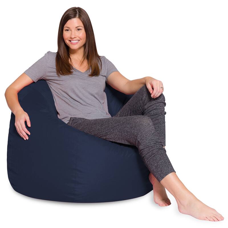 Kids Bean Bag Chair, Big Comfy Chair - Machine Washable Cover - 48 Inch Extra Large - Solid Navy