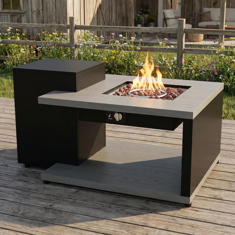 50,000 BTU Propane Fire Pit Table with Hidden Tank Storage, Outdoor Gas Fire Table with Zinc-Aluminum Top, Patio Fire Table