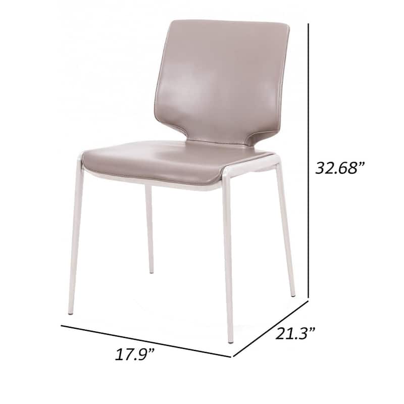 Silver/Gray Faux Leather Upholstered Metal Frame Dining Chair, Set of 2, Sturdy Dining Chair for Dining Rooms - 15.5