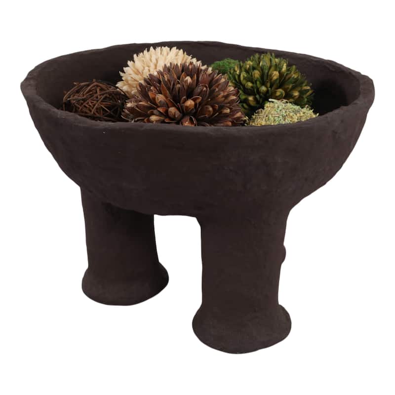 Pottery Paper Mache Decorative Bowl Unique Elevated Design Accent
