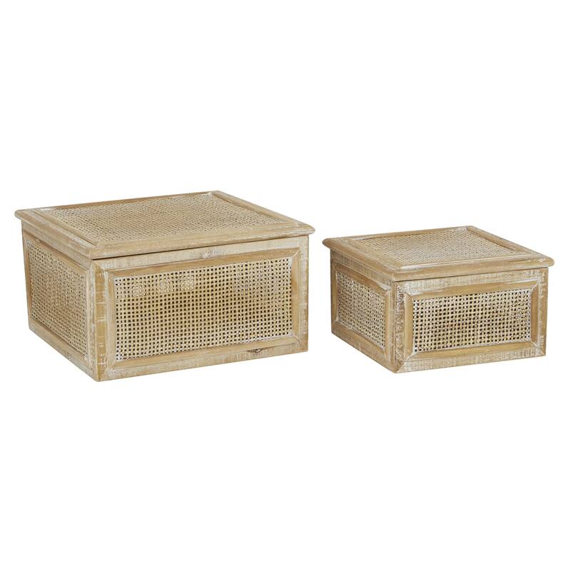 Wood Decorative Box with Lid - Set of 2 Brown - Roche River Decor - Brown - 10", 7"W