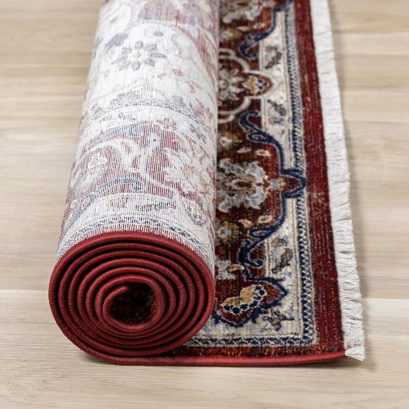 Sydney Collection - Red/Cream Classic Border Rug