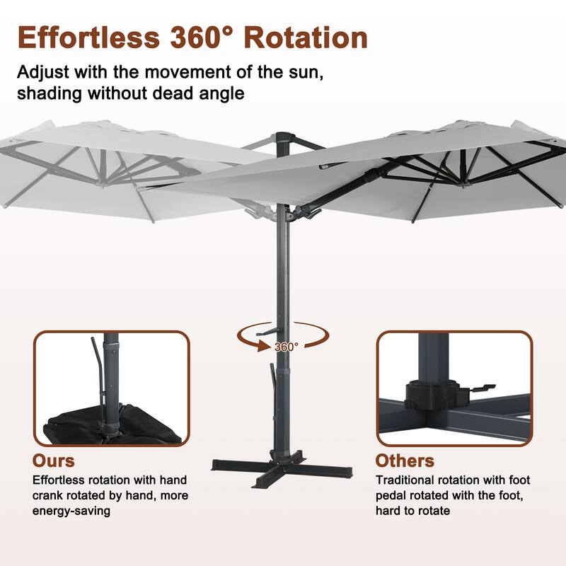 10FT Patio Square Cantilever Market Umbrella with Bluetooth Lights