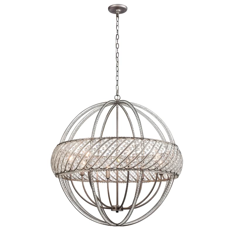 Bradington 32-inch Wide 8-Light Chandelier in Weathered Zinc - 32in W x 32in D x 32in H - 32in W x 32in D x 32in H - Gray