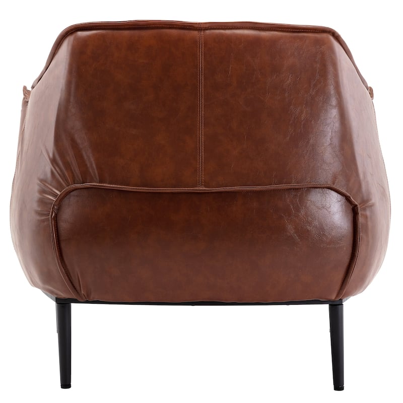 KINWELL 33" Wide Faux Vegan Leather Upholstery Barrel Chair
