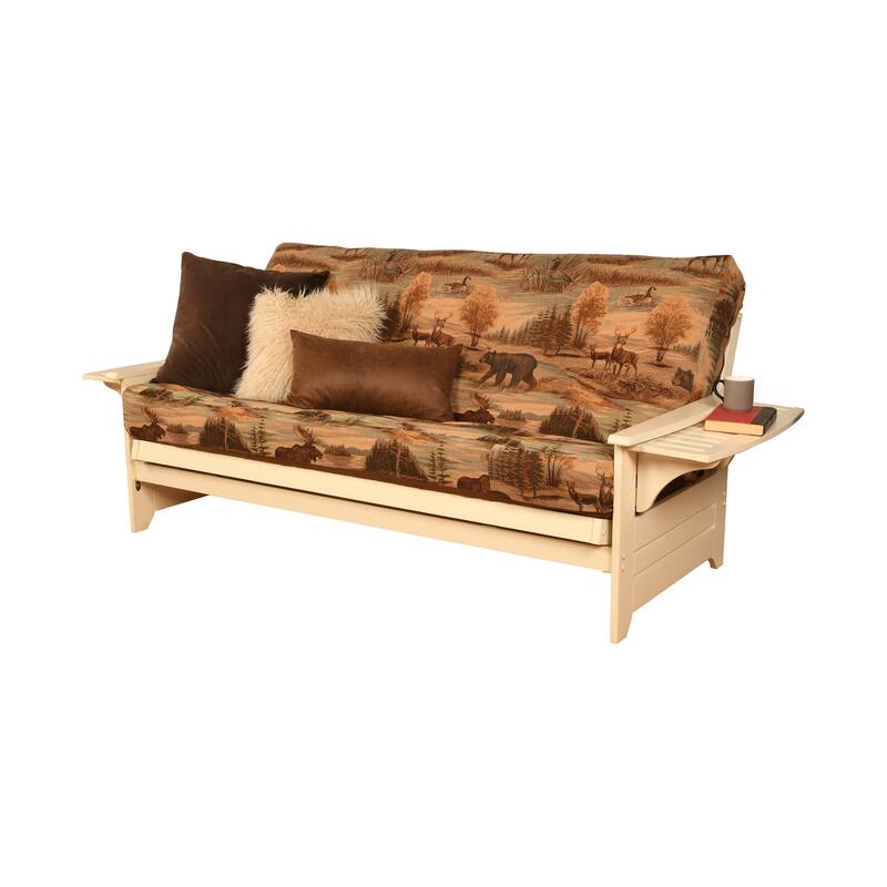 Copper Grove Dixie Futon Set in Antique White Wood with Innerspring Mattress