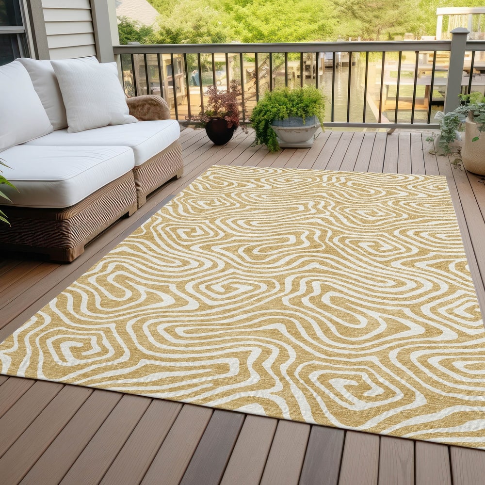 Machine Washable Indoor/ Outdoor Abstract Modern Chantille Rug