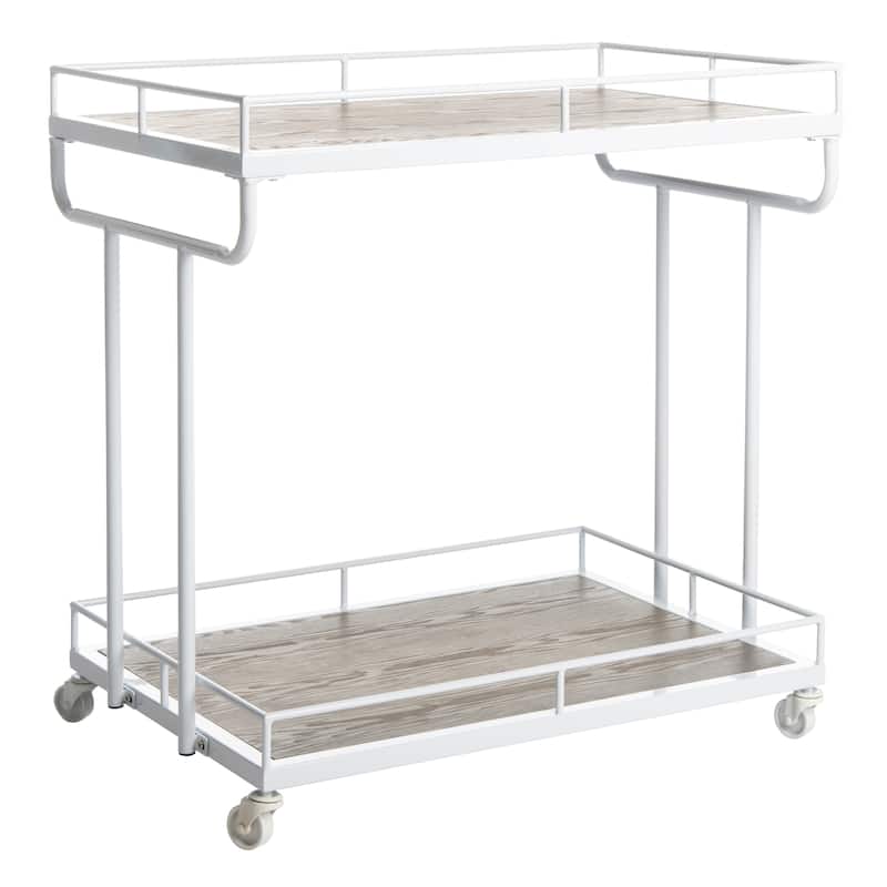 SAFAVIEH Dawson 2 Tier Rect Bar Cart-Rustic Oak / White - 32" x 21" x 32"