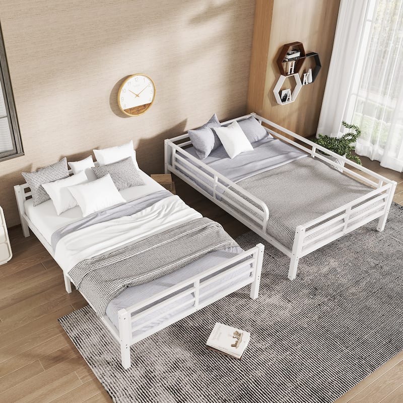 Metal Full XL over Full XL Bunk Bed for Teens and Adults,Space-Saving/Noise Reduced/No Box Spring Needed