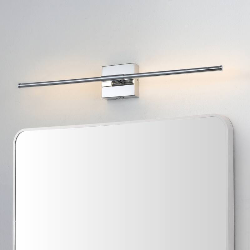 28" Dimmable Integrated LED Metal Wall Sconce, by JONATHAN Y - 28.00" - Chrome