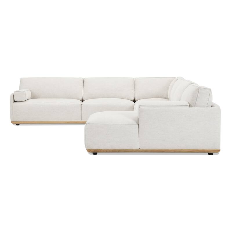 Destin 164" Chaise Sectional Sofa with Bolster Pillows and Wood Storage Console