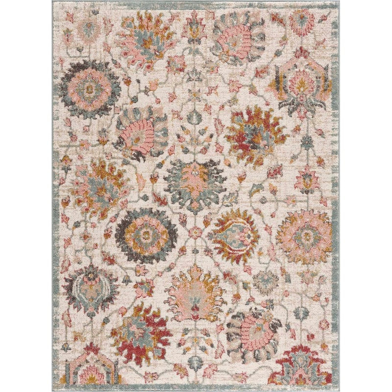 Hauteloom Twilight Living Room, Bedroom Area Rug - Dusty Pink, Sky Blue, Light Gray - 2' x 3'