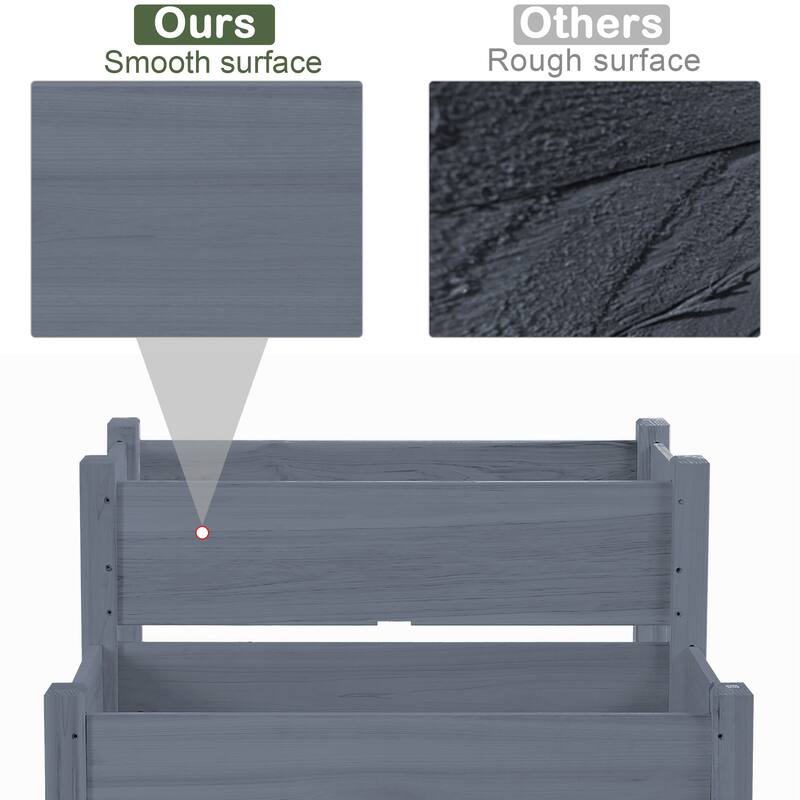 Outsunny 34" x 34" x 28" 2-Tier Raised Garden Bed Wooden Outdoor Planter Box for Backyard