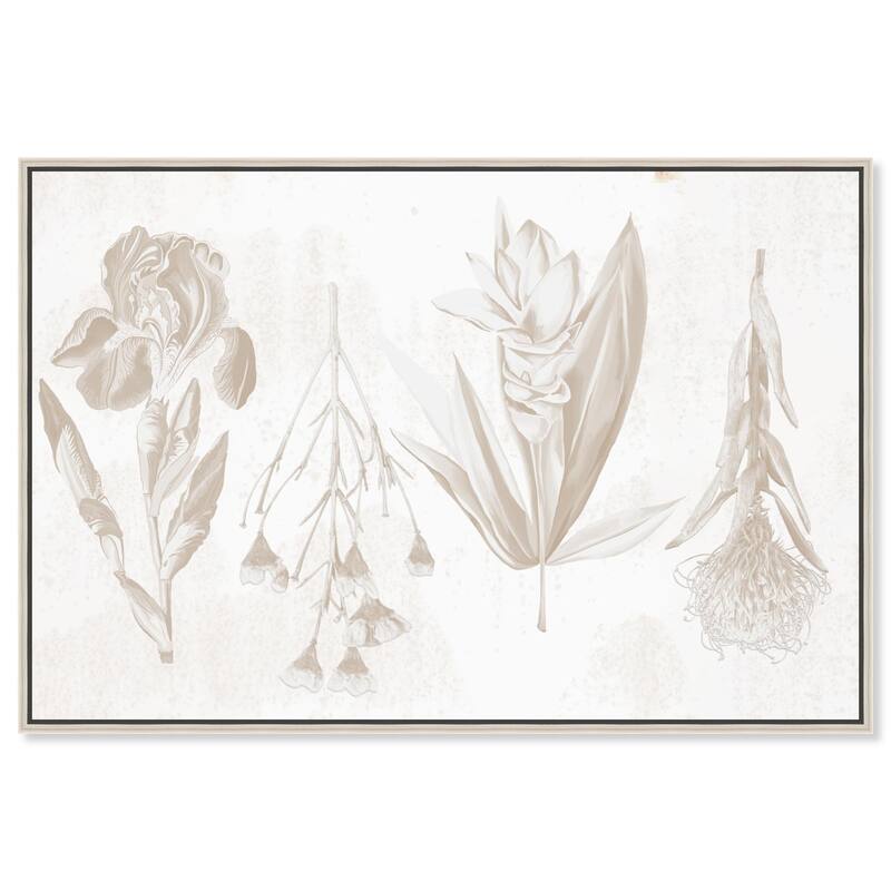 White Pressed Flora Canvas by Art Remedy - Silver - 30" x 20"