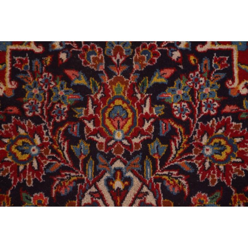 Traditional Kashan Persian Large Vintage Area Rug Handmade Wool Carpet - 9'8" x 16'2"