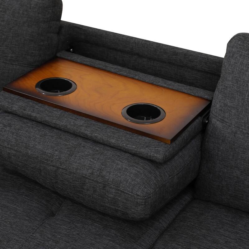 Modular Living Room Sectional with Storage Ottoman and Flip-Top Console, Black or Gray