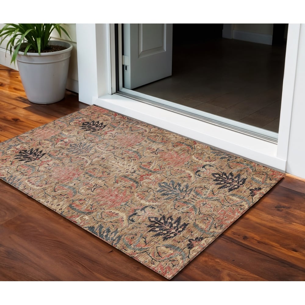 HomeRoots Damask Transitional Rectangle Outdoor Rug