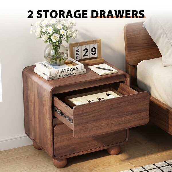 13.8.W Small Square Two-drawer Two Bedside Table - Bed Bath