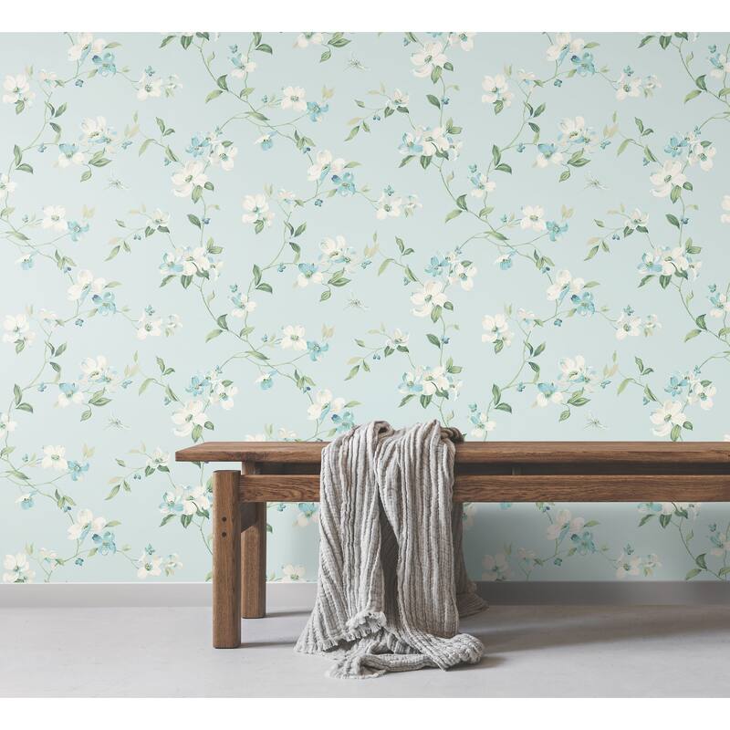 York Wallcoverings Dogwood Light Blue Wallpaper