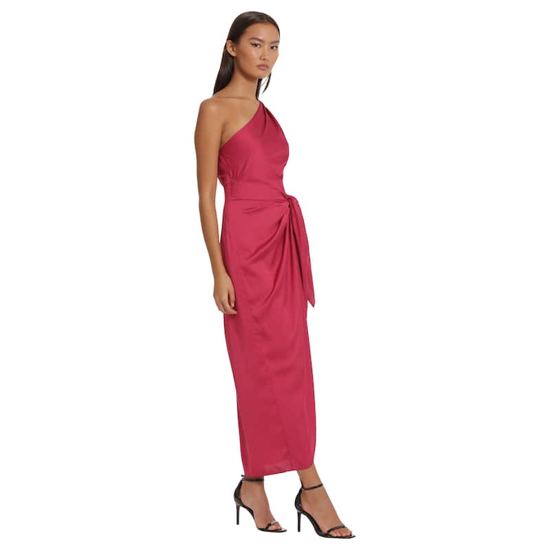 One Shoulder Sleeveless Maxi Dress With Side Tie Waist And Side Zipper - 18 - Vivacious