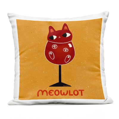 Stupell Meowlot Cat Merlot Printed Outdoor Throw Pillow Design by Carrie Cantwell