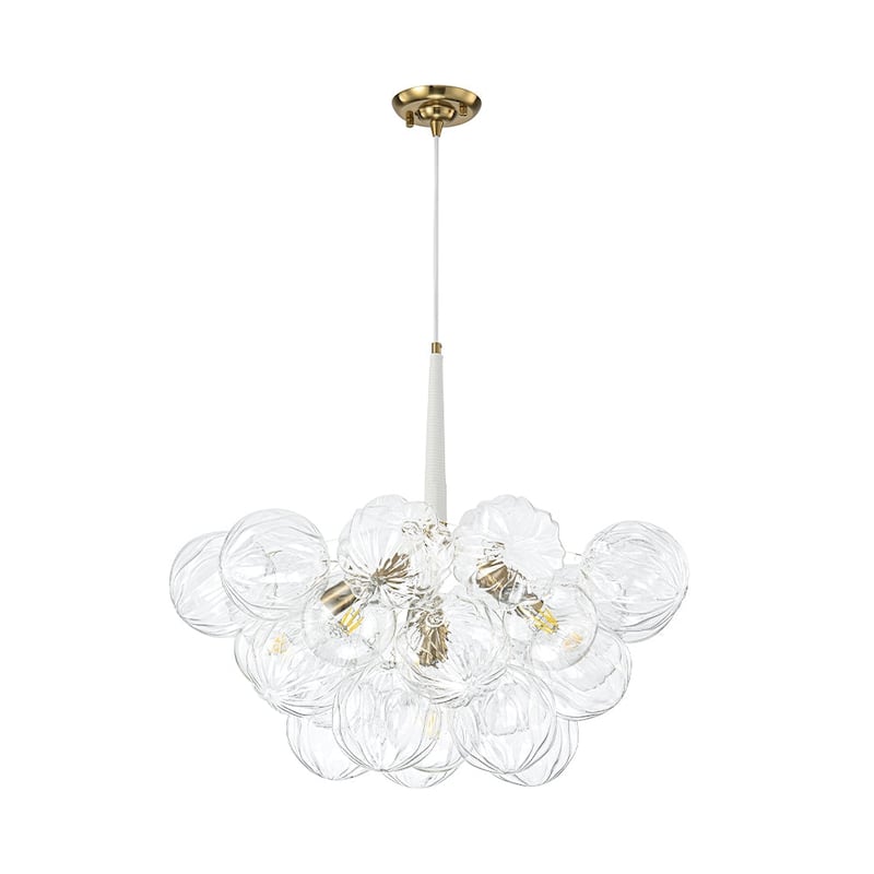Modern Brass Cluster Faceted Glass Bubble 6-light Dimmable Chandelier