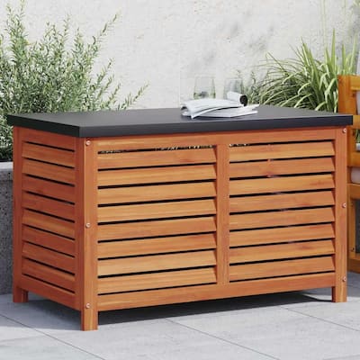 vidaXL Storage Box Outdoor Storage Chest Entryway Bench Solid Wood Eucalyptus - 18.9 x 35.4 x 21.7