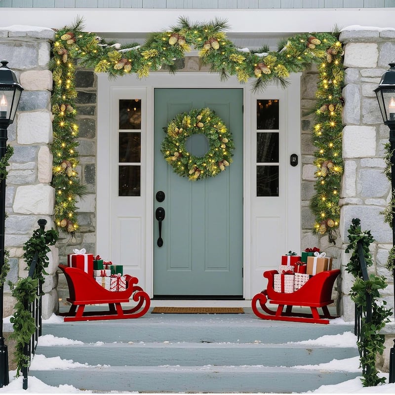 6-Piece Pre-lit Christmas Decor with LED Light Set - N/A