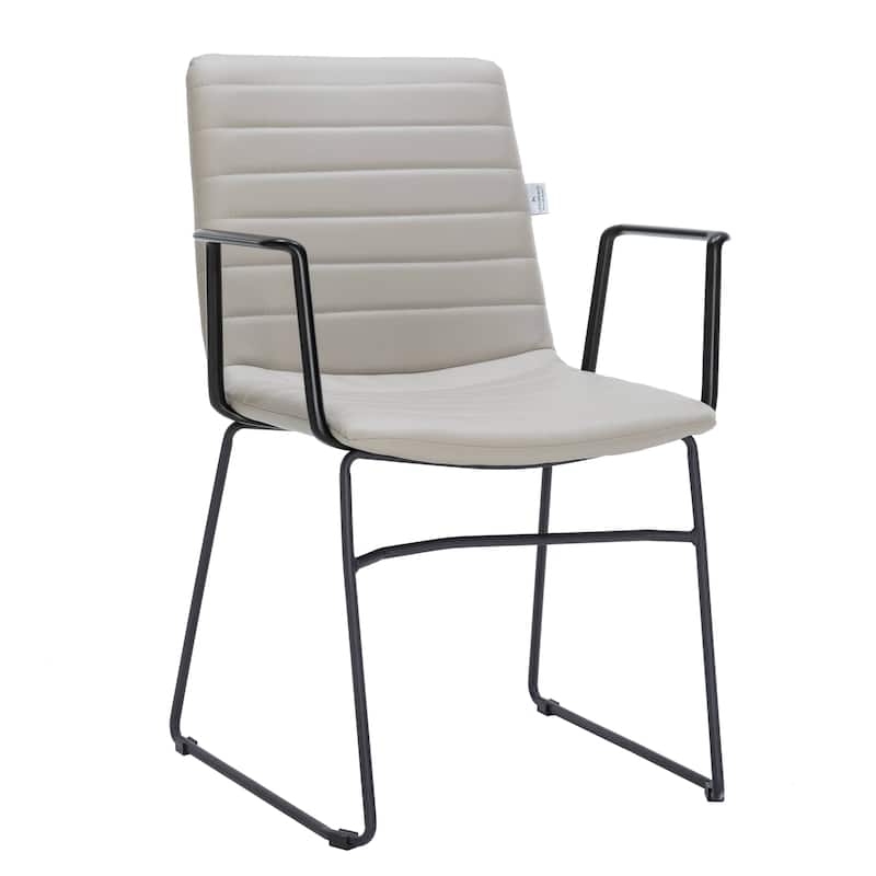 Zylar Ergonomic Guest Chair with Leather, Stainless Steel Base, High-Density Foam, Modern Design for Office or Waiting Room - Tan