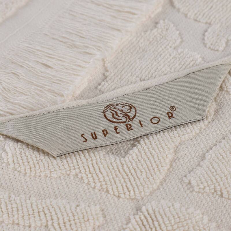 Superior Rolla Cotton Geometric Jacquard Plush Soft 9 Piece Towel Set